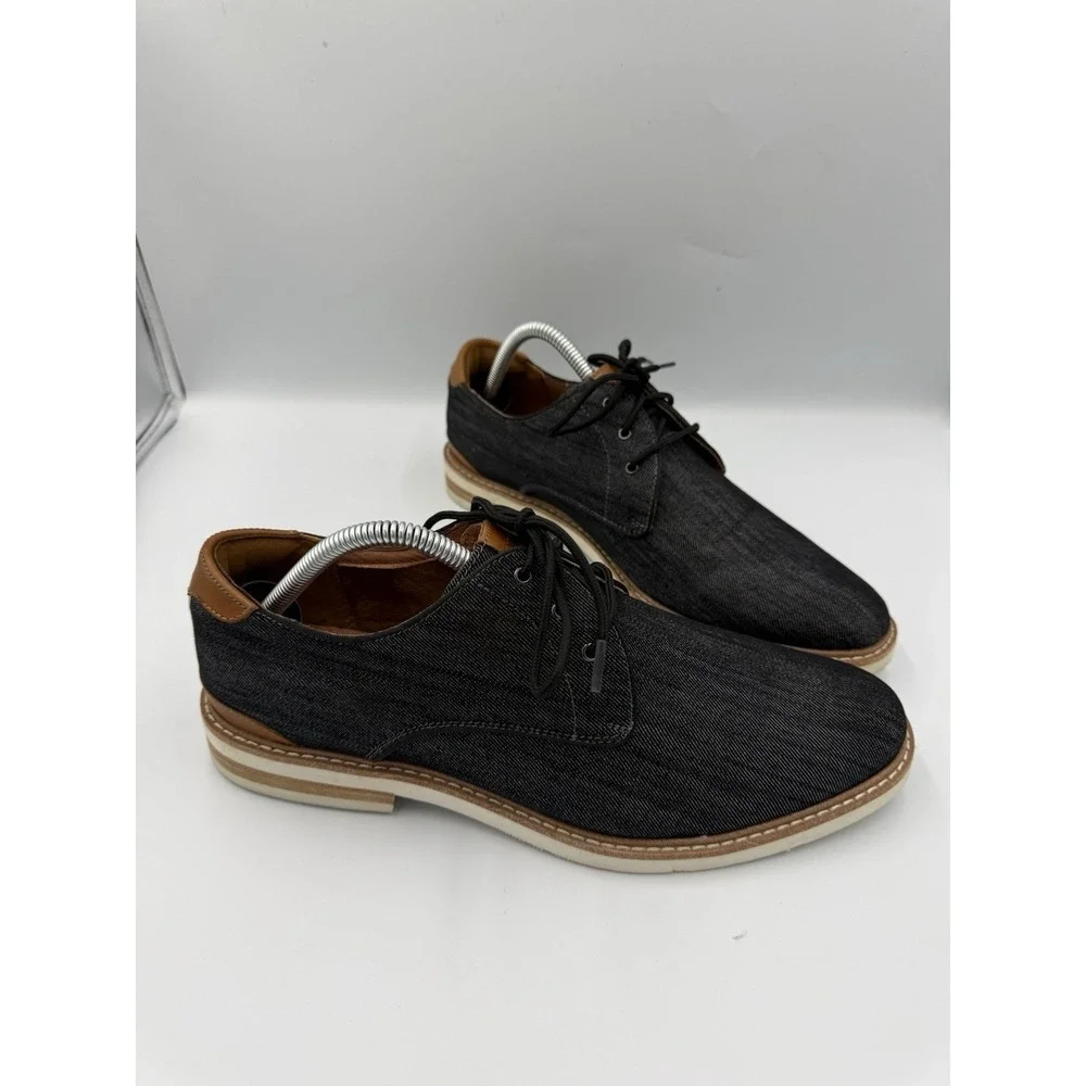 Florsheim Highland Oxford Shoes Men's Size 9M Gray Black Canvas Lace Up Leather